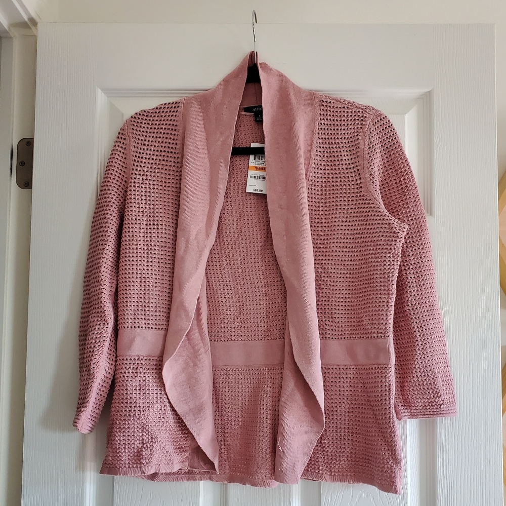 NWT Alfani Pottery Clay Cropped Open Cardigan